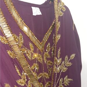 Purple Dress with Gold Embellishments
